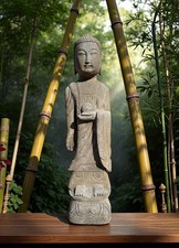 Garten Buddha Statue Naturstein Figur Geste Wunschgewährung Tibet China Skulptur
