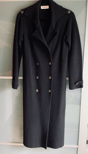 Langer schwarzer strickmantel - langer,