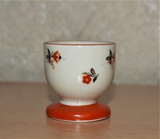 Eierbecher Blumen orange schwarz Vintage