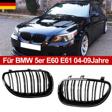 Kühlergrill Nieren Grill Doppelsteg Glanz Schwarz Für BMW 5er E60 E61 2004-2009