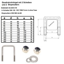 1 Quadratrohrbügel Edelstahl