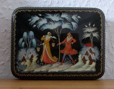 Lackmalerei. Lackdose. Miniatur"Romantisches Pärchen". SCHÖNES GESCHENK!