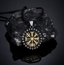 Nordische Halskette Kompass Rune Wikinger Vikings Amulett Anhänger 3,7 x 3,9 cm