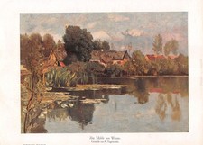 Alte Mühle am Wasser - Karl Hagemeister - 1917  Historischer Kunstdruck ~22x30cm