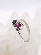 Wunderschön Damen Silber ring 925 mit Edelstein Turmalin in Pink Grün 