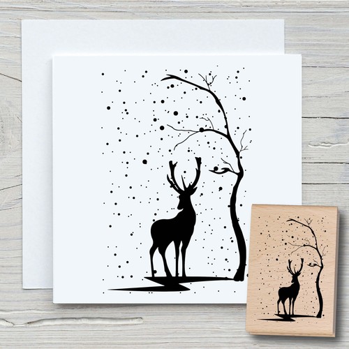Stempel hirsch schnee - hirsch,