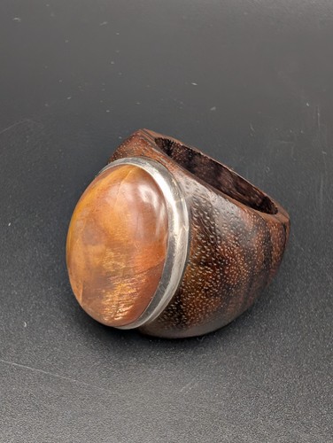 Designer ring holz - 925, silber