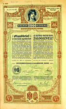 ungelocht Österreich - Ungarn Bank Pfandbrief + Kupons Wien Bécs 1911 Austria