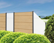 Alu Aluminium Sichtschutzzaun Gartenzaun Steckzaun XL Lärche mit Glas matt