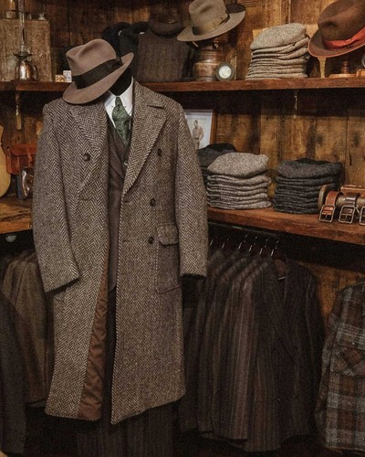 Tweed fischgräte mantel - tweed,