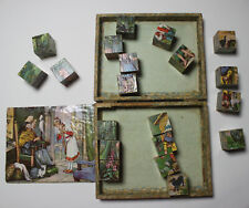 altes Würfelpuzzle, vintage Legespiel aus 20 Holzwürfeln für 6 Märchenbilder