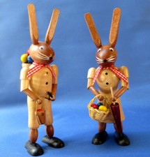 Osterhasenpaar 16cm groß natur-Holz Erzgebirge Handarbeit Hasen-Paar Osterhasen 