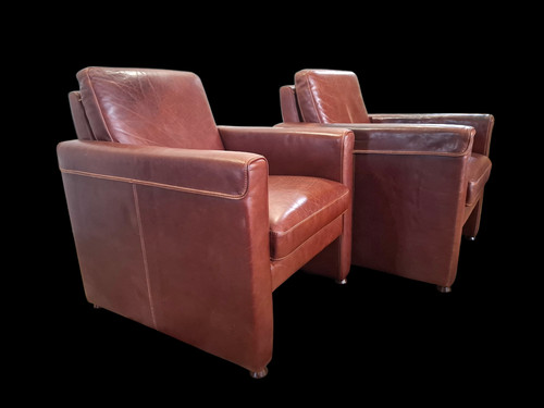 Paar leder sessel - paar, /