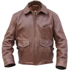 Herren Halfbelt Lederjacke US Army aus Stierleder braun