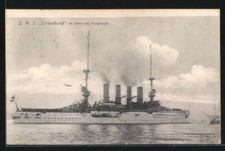 AK Portsmouth, Kriegsschiff SMS Scharnhorst des Ostasiengeschwaders 1907 
