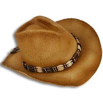 Strohhut mit Holzdeko Cowboyhut Sommerhut Sonnenhut beige natur 59 cm 123823613