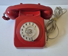Vintage Telefon Retro hellrot drehbar GPO BT umgebaut ungetestet