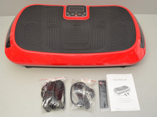 Vibrationsplatte 200W mit Fernbedienung Bluetooth + Farbwechselband Schwarz Rot