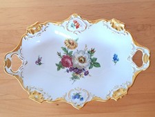 Porzellanschale, Kaiser, Blumendekor mit Goldrand , 30x20 cm, handgearbeitet