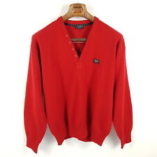 Paul & Shark Pullover Herren L Rot Wolle V-Ausschnitt Vintage Strickjacke