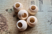 30 Natur Holzperlen Roh Großlochperlen 20 mm x 16 mm Loch 10 mm Schmuck