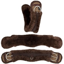 Equinate Western Mondgurt mit echtem Lammfell - Kurzgurt Bauchgurt Sattelgurt