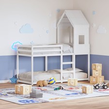 Etagenbett mit Dach Kinderbett Hochbett Stockbett Massivholz Kiefer vidaXL