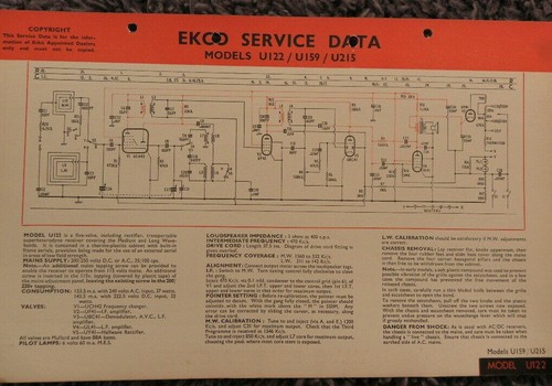 Ekco modell u112 u159 - ekco,