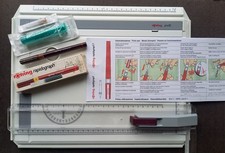 Rotring A3 Zeichenplatte mit Lineal und Rapidograph 0,50 mit Gebrauchsanweisung