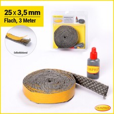 Dichtschnur Kaminofen Ofen  Tür Kamin Scheibe Flachdichtung Kordel 25 x 3,5 mm