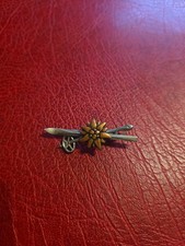  Alte Anstecknadel Souvenir Wandernadel Brosche Ski Edelweiß 