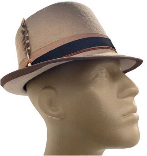 Men tan wool pork pie - tan, hat