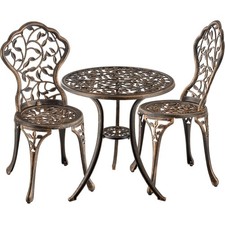 Bistro Set Café-Set Terrassenmöbel wetterfest Alu Vintage Design 2 Stühle