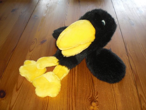 Rabe schwarz gelb handpuppe - rabe,