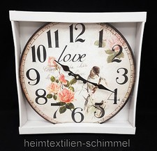 Italienische Wanduhr Uhr ROSEN Wanddekoration DESIGN Küchenuhr Deko VOGEL 33cm