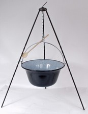 Set 14L Gulaschkessel Emaille mit 1,0m Dreibein und GRATIS Kochlöffel