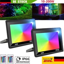 10-200W LED Fluter Außen Strahler RGB Mit Fernbedienung Scheinwerfer Flutlicht*^