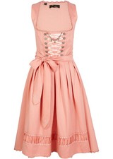 2-tlg Dirndl mit Satin-Schürze Gr. 36 bis 54 Pfirsich Trachten Fest-Kleid Neu