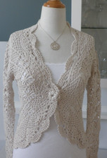Cream Häkeljacke Cardigan