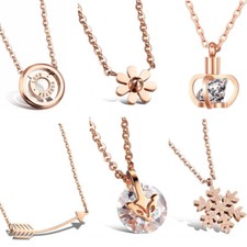 DAMEN HALSKETTE EDELSTAHL ROSE