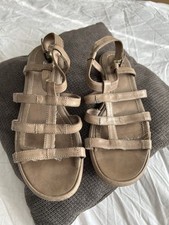 Pat Calvin Leder Sandalen flach Gr.38  Taupe