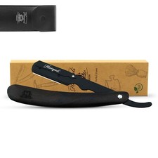 Premium Rasiermesser, Shavette, schwarzes Rasiermesser aus Holz