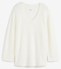 Oversize-Pullover aus Flauschgarn Gr. 52/54 Wollweiß Damen Strick-Pulli Neu