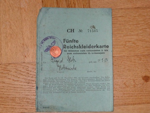 Fünfte reichskleiderkarte - fünfte,