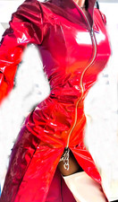 Neue Auflage! Glossy RED Lackmantel Stehkragen Sexy Tailliert Spiegelglanz M