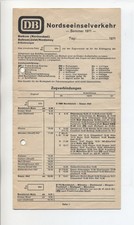 Deutsche Bahn  DB, Kursbuch - Fahrplan, Nordsee-Inselverkehr, Sommer 1971