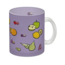 Glas Tasse in lila zum Thema Obst mit verschiedenen Früchten