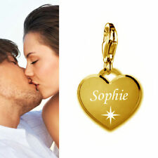 Charm Anhänger Herz mit Stern-Silber925, gelbgold vergoldet- persönliche Gravur-