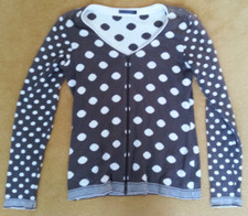 Consequent Gr. S Strickjacke Polkadots anthrazit weiß gepunktet