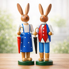Easter Bunnies Pair Wooden